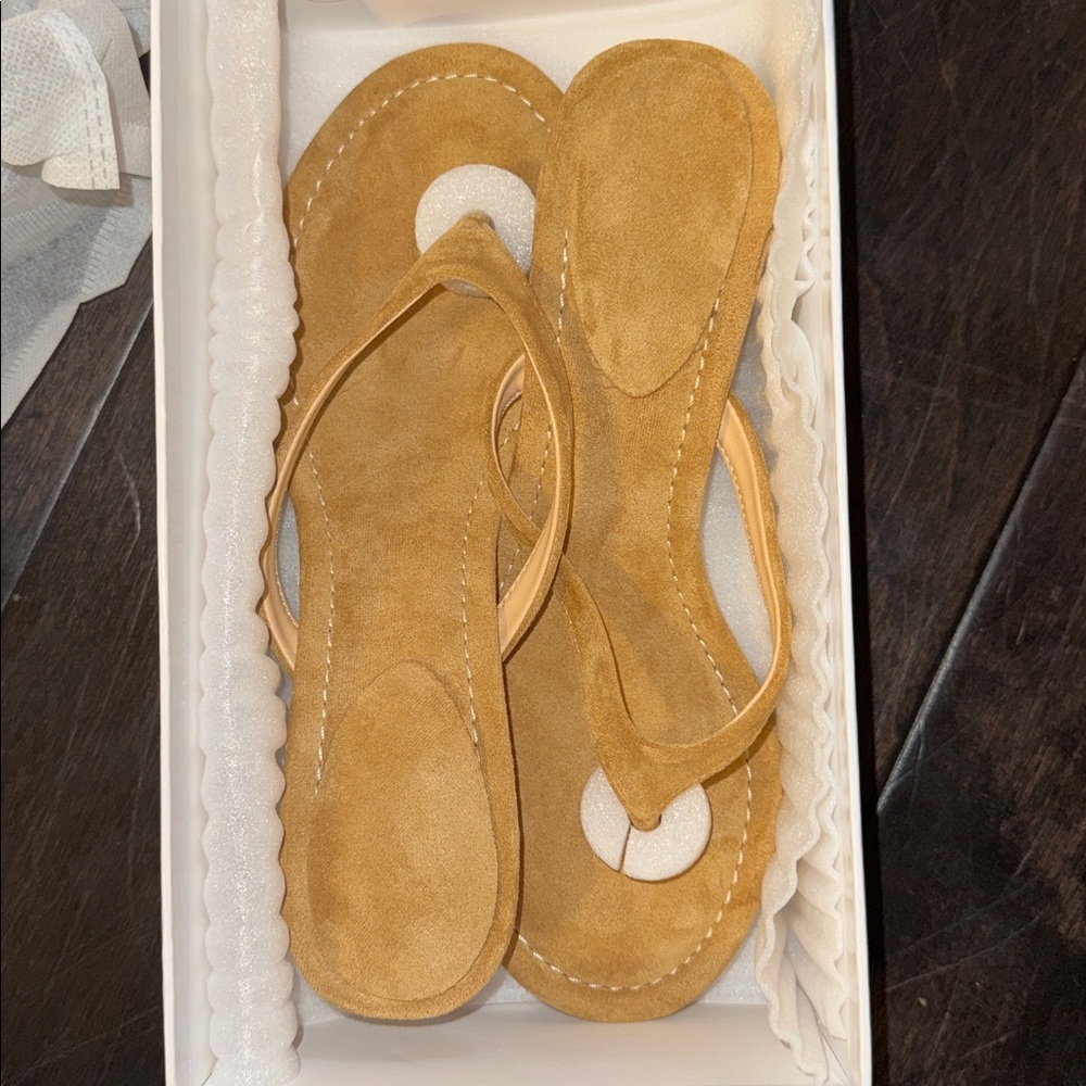 Tan Suede Thong Kitten Heels - Picture 5 of 5